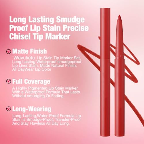 Image of Red Lip Liner Lipstick for Women, Lip Kit With Lip Liner Pencil Lip Stick Set, Waterproof Long Lasting Lipliner Lipstick, Transferproof Lip pencil Lip Crayon 11#