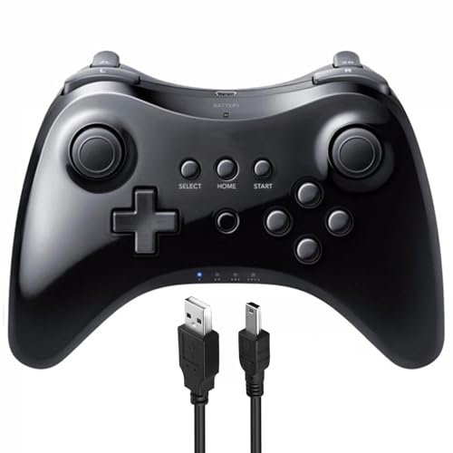 LACTIVX Wireless Pro Controller for Nintendo Wii U Console with USB Charging Cable(Black)