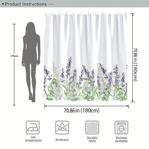 Rideau de douche 75 x 190 cm aquarelle lavande en polyester