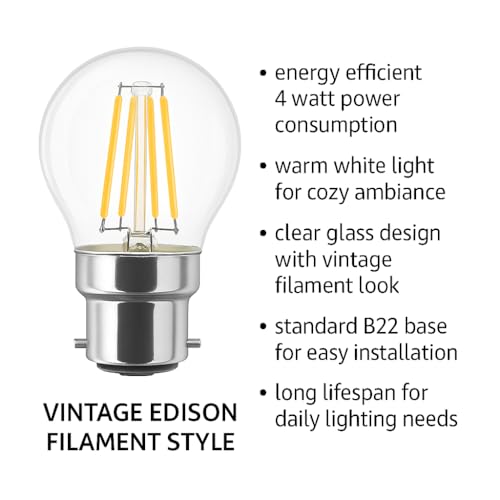 Image of TRIPPING 4Watt B22 LED Filament Bulb - Warm White Clear Glass Energy Saving Decorative Light, Long Life Vintage Style for Home, Office, Restaurants, Cafes, Lamps & Chandeliers pack of 1