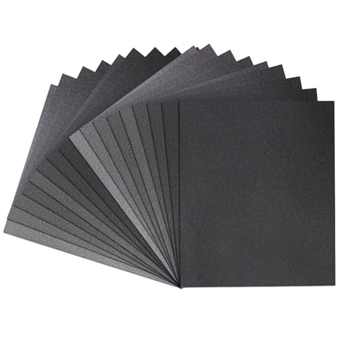 18 Fogli Carta Abrasiva per Carrozzeria, Carta Vetrata per Legno, 120 a 10000 Grana Umida e Asciutta Fogli Abrasivi, Carta Vetrata Fine per Plastica Metallo Legno Pareti Mobili(280 x 230 mm)