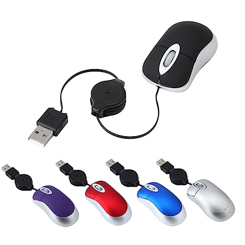 AOKWAWALIY Mini Souris sans Fil USB C Port Mute Souris USB Filaire rétractable pour Ordinateur Portable Filaire silencieuse C e d'ordinateur Violet Câble...