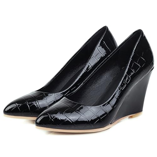 Gicoiz Womens Pointed Toe Elegant Wedge Heel Slip On Pumps2