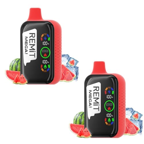 �y2�Z�b�g�zRemit Mega 36000�p�t �g���̂ēd�q�^�o�R 18000puffs +18000puffs�x�C�v���b�V���R�C�����L�b�h&�o�b�e���[�\�� �e�� Type-C�[�d MTL RDL�ؑփV�[�V�� �����^�� �m���j�R�`�� (Watermel