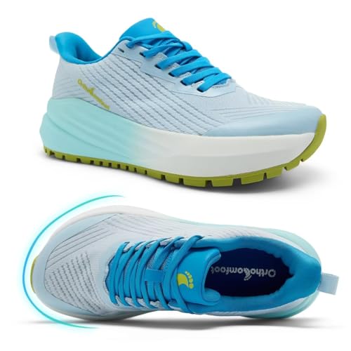 Women's Orthopedic Flat Feet Wide Waliking Shoes: Comfort Plantar Fasciitis Arch Support Pain Relief...