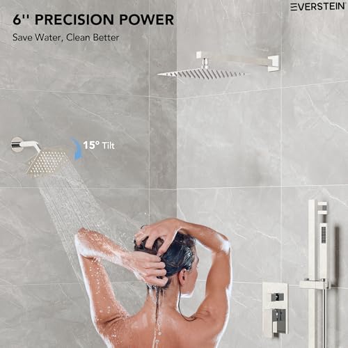 Image of 10 inch High-Pressure Rainfall Shower Faucet with Handheld Spray, Wall Mount Dual Shower Head System with Slide Bar (Polished Chrome)