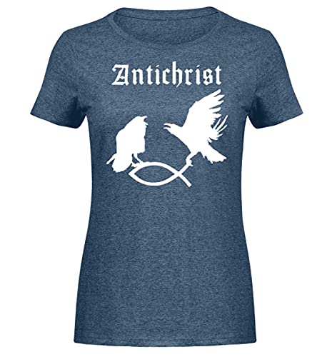 T-shirt chiné pour femme Antichrist idéal pour festivals et soirées rock