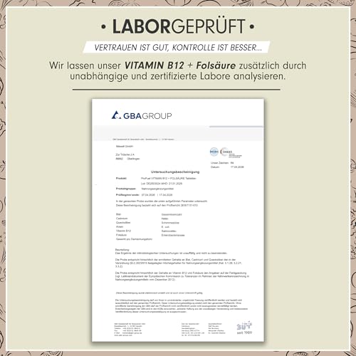 VITAMIN B12 hochdosiert - 365 Tabletten mit 500 µg Vit B12 + 200 µg Biofolate® Folsäure - Methylcobalamin… – Ansicht 5