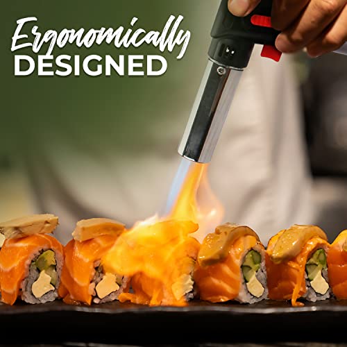 Jo Chef Kitchen Torch, Blow Torch - Refillable Butane Torch With Safety Lock & Adjustable Flame & Fuel gauge - Culinary Torch, Creme Brulee Torch For Cooking Food, Baking, BBQ + FREE Recipe eBook Jo Chef Kitchen Torch, Blow Torch - Refillable Butane Torch With Safety Lock & Adjustable Flame & Fuel gauge - Culinary Torch, Creme Brulee Torch For Cooking Food, Baking, BBQ + FREE Recipe eBook