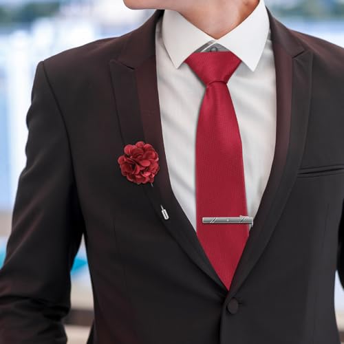 Set de corbata para hombre con pañuelo y broche miniatura 6