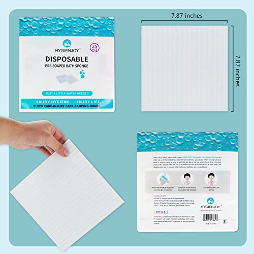HYGIENJOYRinse Free Bathing Sponge (75counts) Body Wipes For Adults