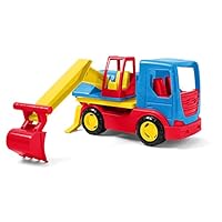 Wader 35316 Tech Truck with Excavator, Movable Shovel, Rotating Attachment and Sturdy Steel Axles, Approx. 27 x 11.5 x 15 cm, from 12 Months, Ideal as a Gift for Creative Play