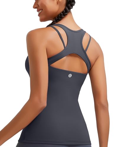 Image of RUNNING GIRL Tank Tops with Built in Bras,Workout Racerback Tank Tops for Women Athletic Yoga Top