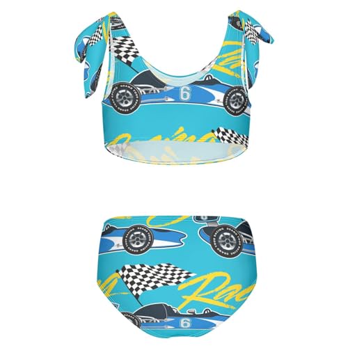 Boccsty Open Wheel Racing Car Girls Tankini Swimsuit Kids Bikini Sets 2 Pcs Bathing Suit for 3T2
