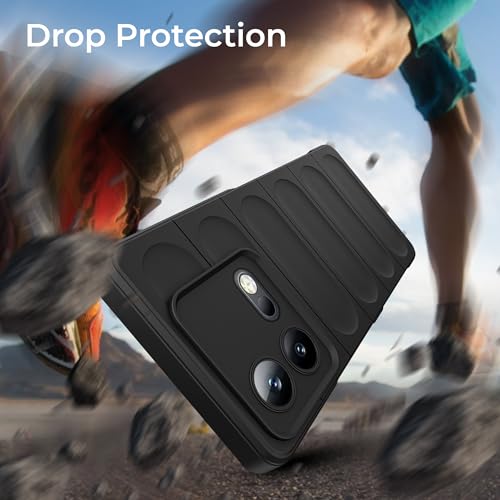 Image of A rtistque Liquid Silicone Stripes Back Cover Case for iQOO Neo 8 5G | with Camera Protection | with Inner Fabric | Anti Slip Grip | AirBag Case - Black