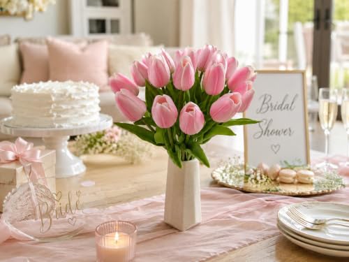 Image of Mandy's 20pcs Artificial Peach Pink Tulips