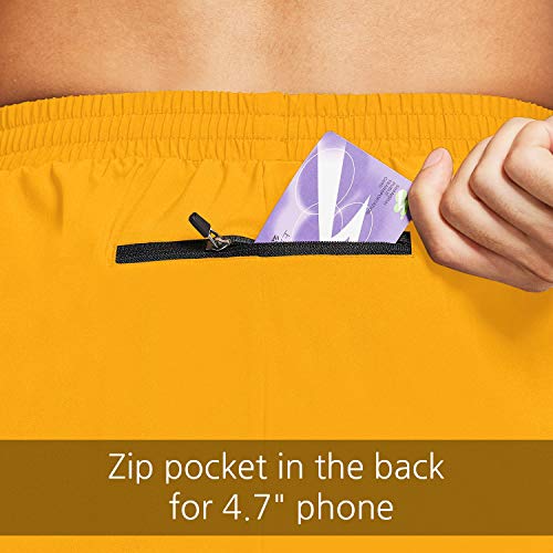 image for BALEAF Men's 5 Inches Running Athletic Shorts Zipper Pocket Yellow Siz