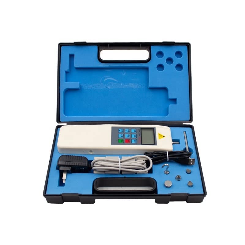 Digital Force Gauge 50kg/110lb, Handheld Push Pull Dynamometer with Built-in Sensor, RS232 Data Output, Rechargeable Battery, Force Meter for Tension Testing, Crane Scale with Carry Case