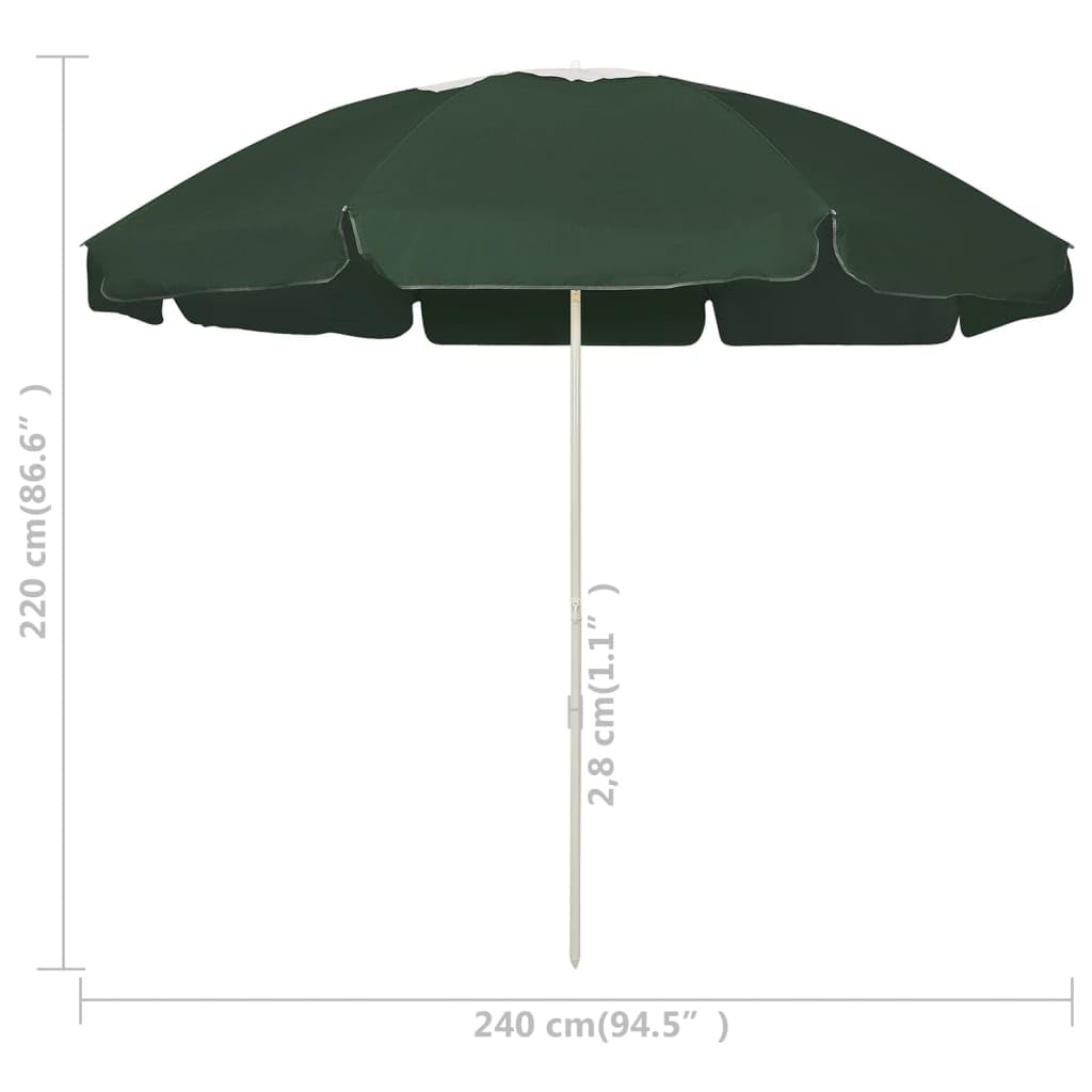 vidaXL Ombrellone da Spiaggia Verde 240 cm