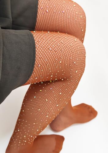 Image of VEBZIN More Sparkly Fishnets Tights Fishnet Stockings Rhinestone Fishnet Tights for Women