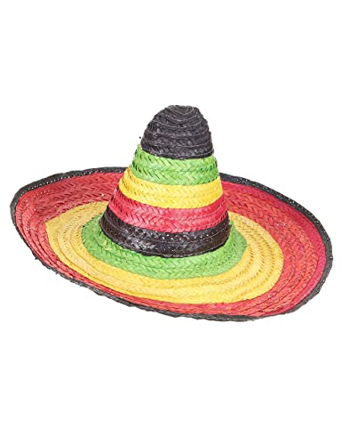 DEGUISE TOI - Sombrero Mexicain Multicolore Bordure et Pointe Noire Adulte - Sombreros