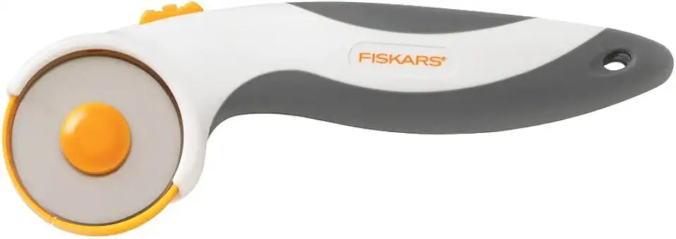 Fiskars Cortador rotativo de 45 mm para tecido, lâmina de corte rotativo de titânio para cortes precisos, destros e canhotos, alça confortável, artes e artesanato, suprimentos de costura e ferramentas