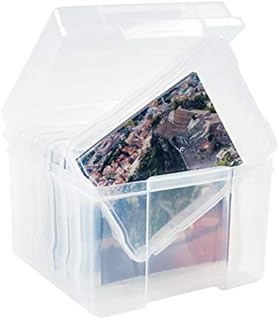 Office Mania - 4R Photo & Crafts Case - Clear Organiser Storage Box with Labels