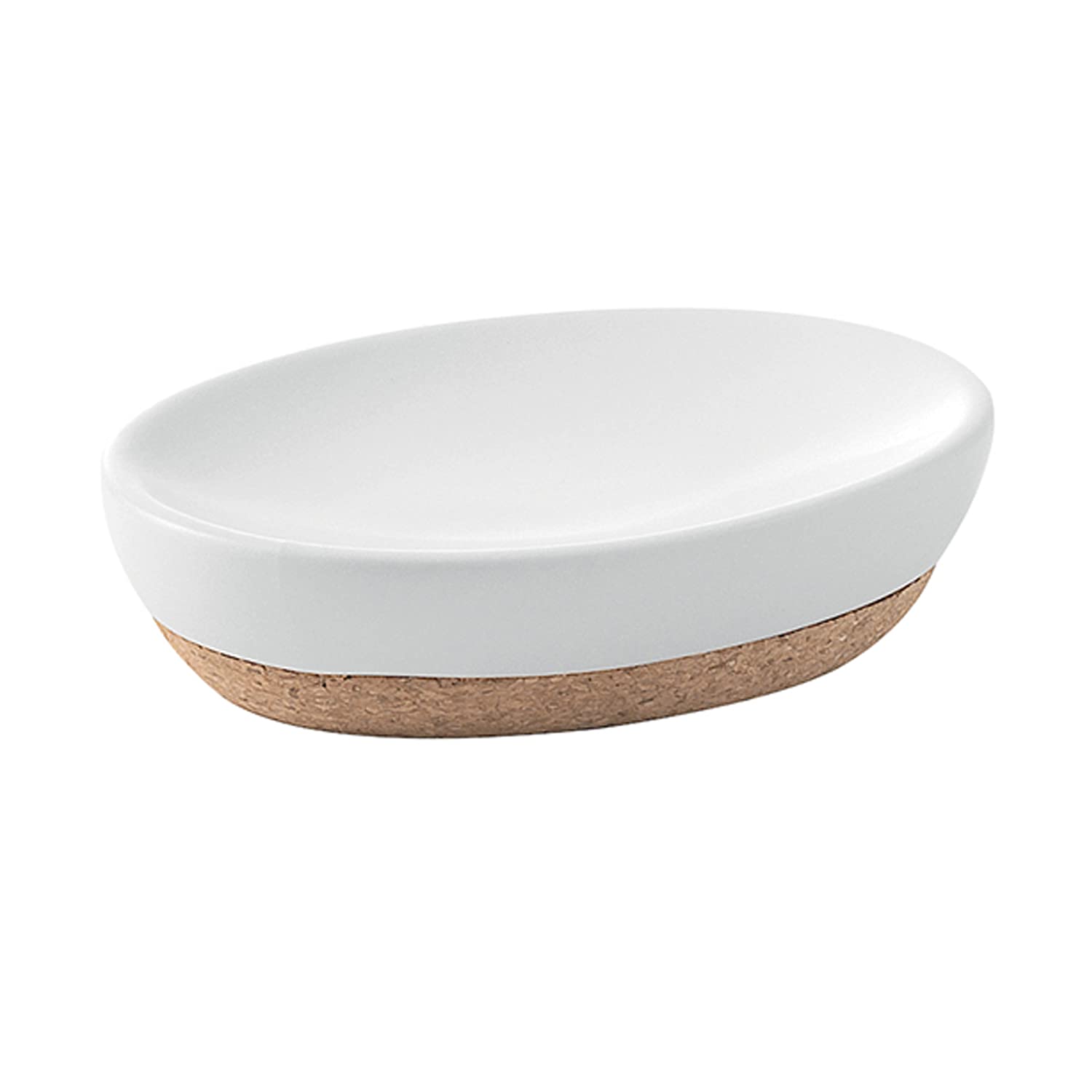 Gedy G-Canberra, Measures and Weight: 3X13X9.5 CM & 0.2 kg, Solid soap Holder Made of Ceramic and Cork, White Finish, Design, 2 Year Warranty, Unica