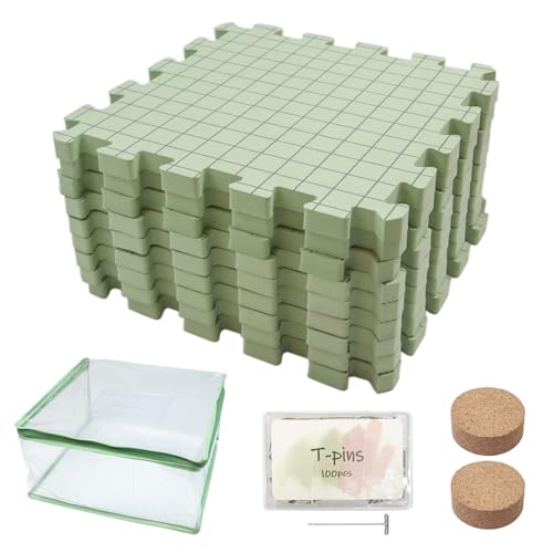 Planche de blocage de tricot Oxxggkao 32x32 cm avec 100 épingles en T pour crochet et fil