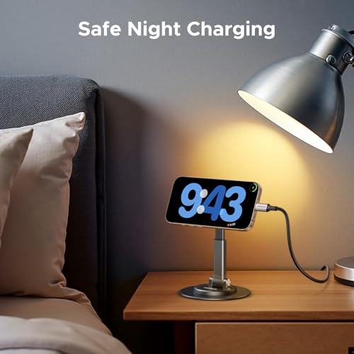 Image of UGREEN for Magsafe Phone Stand, Magnetic Holder 360 Rotating, Adjustable Height, Foldable Portable, with Metal Ring, Compatible with iPhone 16 Pro Max, Galaxy S24, and More