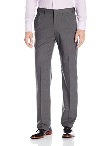 Haggar Men's Premium Stretch Tic Weave Expandable-Waist Plain-Front Dress Pant