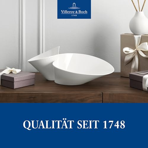 Villeroy & Boch - Newwave Eye-Catcher Doppelschale, Spülmaschinenfest, Mikrowellensicher, Salatschüssel, Schale, Obstschale, Snackschale, Geschirr Weiß, Groß, Premium Porzellan