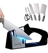 Sync Living Knife and Scissor Sharpener, Knife Sharpeners for Kitchen Knives, 4 Stage Knife Sharp...