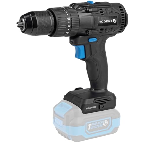 HÖGERT TECHNIK Bürstenloser Akku-Schlagbohrschrauber 18V, 80 Nm Drehmoment, 13 mm Bohrfutter, 21+1 Drehmomentstufen, LED-Beleuchtung, ohne Akku, Metallgetriebe