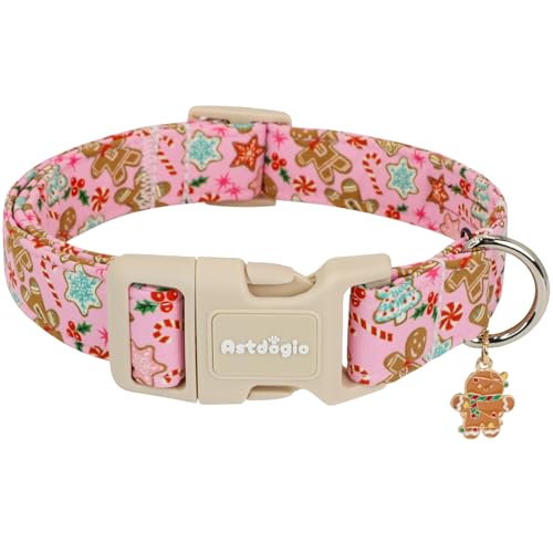 Astdogio Christma Dog Collar Gingerbread, Adjustable Cotton