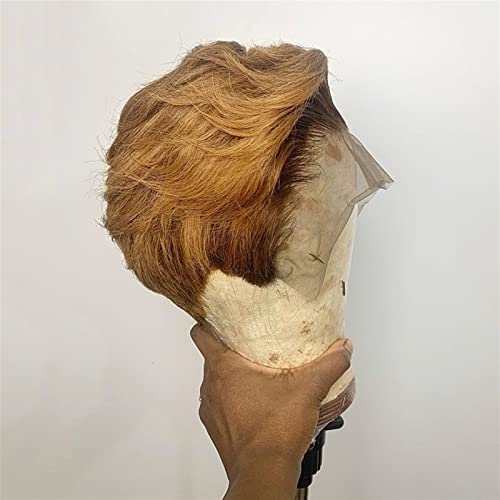 Party Wig Perucas de cabelo humano frontal de renda loira ombré corte pixie curto brasileiro cabelo
