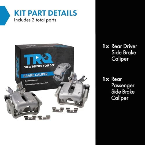 Image of TRQ Rear Driver and Passenger Side Brake Caliper Set Caliper Brackets Hardware Compatible with 12-16 Buick LaCrosse 2.4L L4 12-17 Regal 2.4L L4 13 Chevrolet Malibu 2.4L L4 13 Malibu 2.5L L4