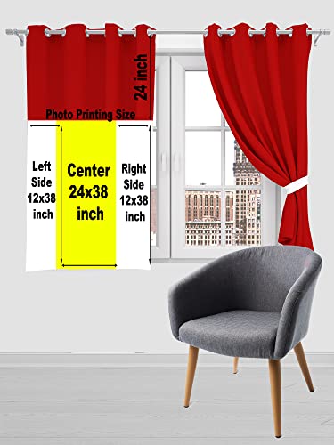 Image of Crush Fabric Photo Personalise Curtains with 8 Eyelet for Living Room Bedroom Home Office 4 x 5 Feet Style 134 (One Pcs) (Red)