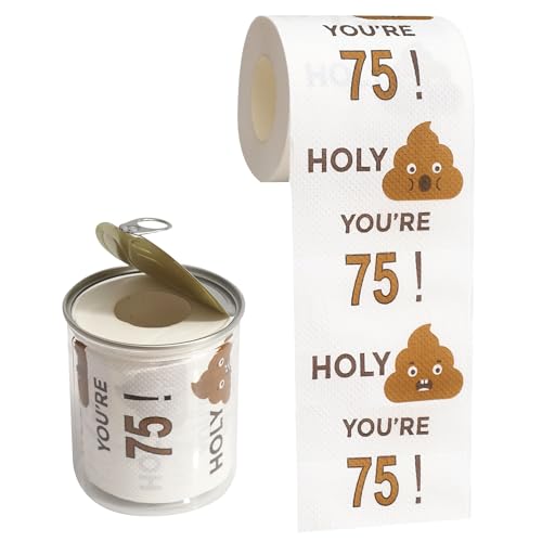 Happy 75th Birthday Toilet Paper Roll 3-Ply Funny Birthday Gifts for Men and Women Novelty for Birthday Party Decorations 75 Party Supplies (75th Years)