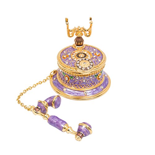 Qifu-Hand Painted Enameled Telephone Decorative Hinged Jewelry Trinket Box Unique Gift For Home Decor #TOP1