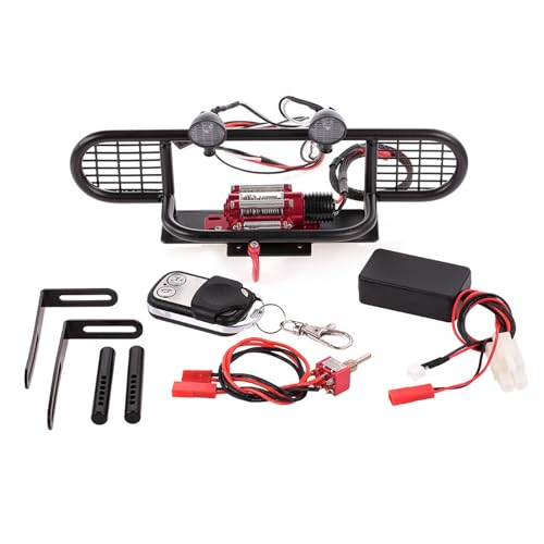 Pare-chocs en métal avec treuil télécommandé et 2 LED pour mise à niveau SCX10
