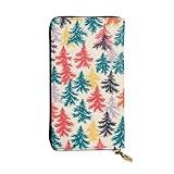 DaihAnle Vintage Colorful Christmas Trees ﻿Hand-Held Wallet Fashionable Long Microfiber Leather Large Capacity