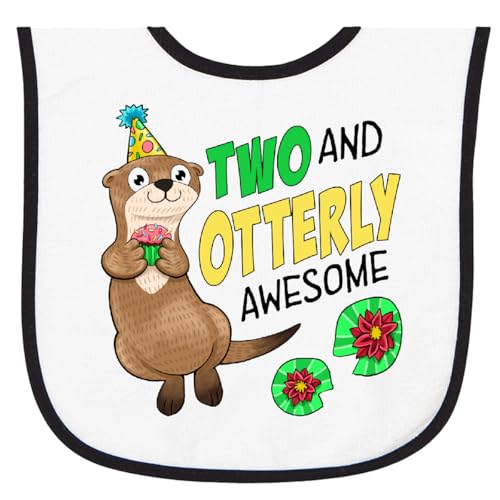 inktastic 2 and Otterly Awesome- Cute Second Birthday Baby Terry Cloth Bib