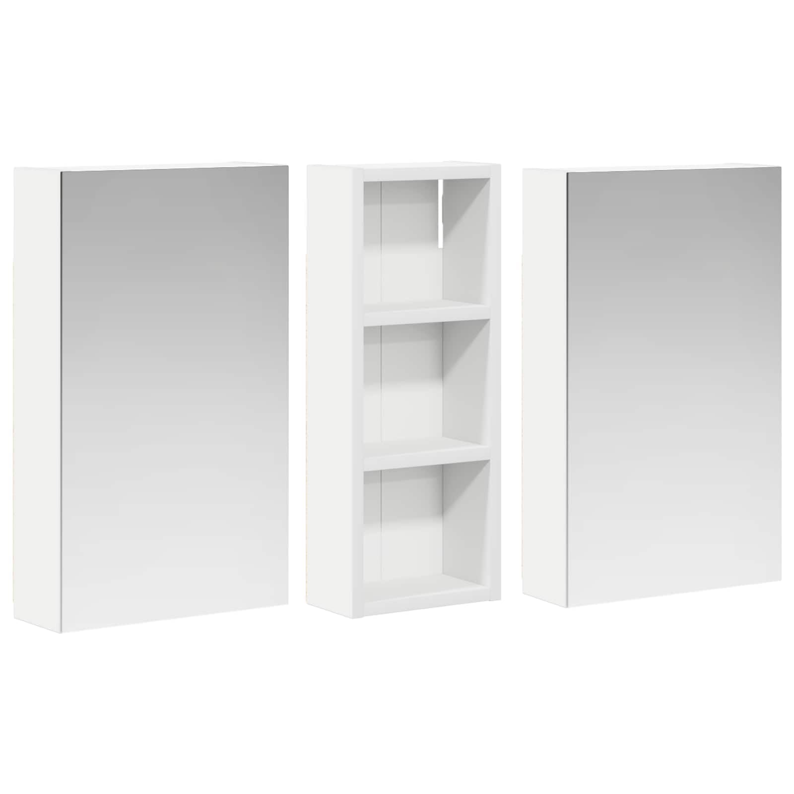 vidaXL Set di Armadi da Bagno con lo scaffale 3 pcs 80 x 10,5 x 50 cm, Mobile per bagno, specchio LED rettangolare, unità appesa, organizer moderno, salvaspazio