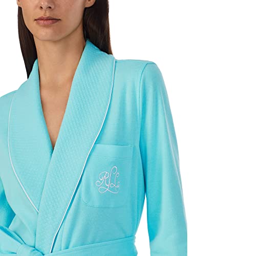 Lauren Ralph Lauren Hartford Lounge Short Shawl Collar Robe Soft Turquoise Md (Us 8-10) #TOP2