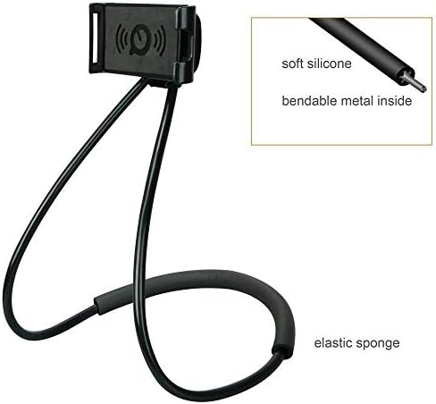 Cell Phone Holder, Universal Smart Mobile Phone Stand,Hanging on Neck Cell Phone Mount Holder(360 Rotating ) Multiple Functions Flexible Lazy Bracket (black)