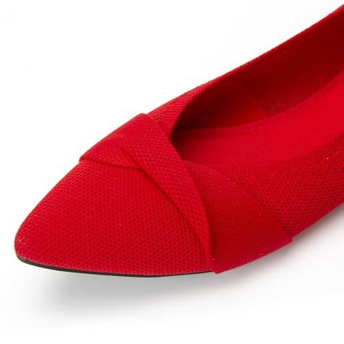 FancyRing Women's Ballet Flats Pointed-Toe Knit Flats with Knot Slip-On Casual Comfortable Dressy Flats,Size 6.5,Red by FancyRing - Used condition - Image 5