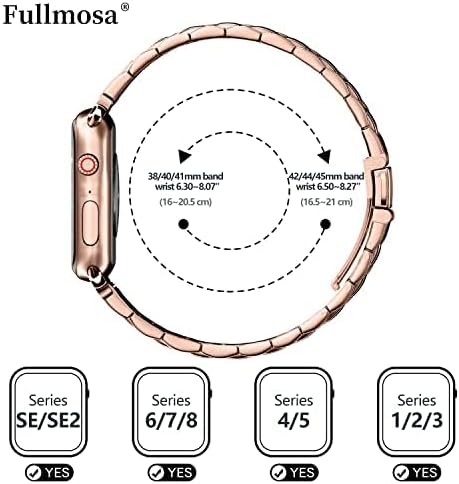Fullmosa Metal Band Compatible with Apple Watch Bands 41mm 40mm 38mm, iWatch Band with Case for Apple Watch Series 9 8 7 6 5 4 3 2 1 SE3/2/1, Rose Gold - Image 5