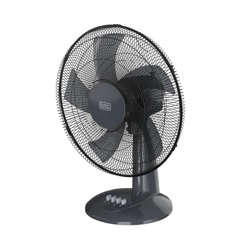Imagen de Black+Decker Ventilador de Sobremesa BXFD8000E 45W 3 Velocidades Sistema de Oscilación 5 aspas 40cm Inclinación manual Asa transporte Rejilla extraíble Negro
