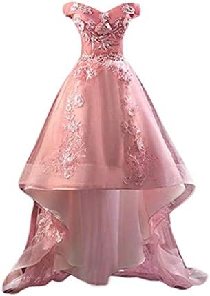 ANGELA Women's Off Shoulder High Low Prom Dresses 2021 Appliques Homecoming Dresses for Teens Blush4 Blush 4